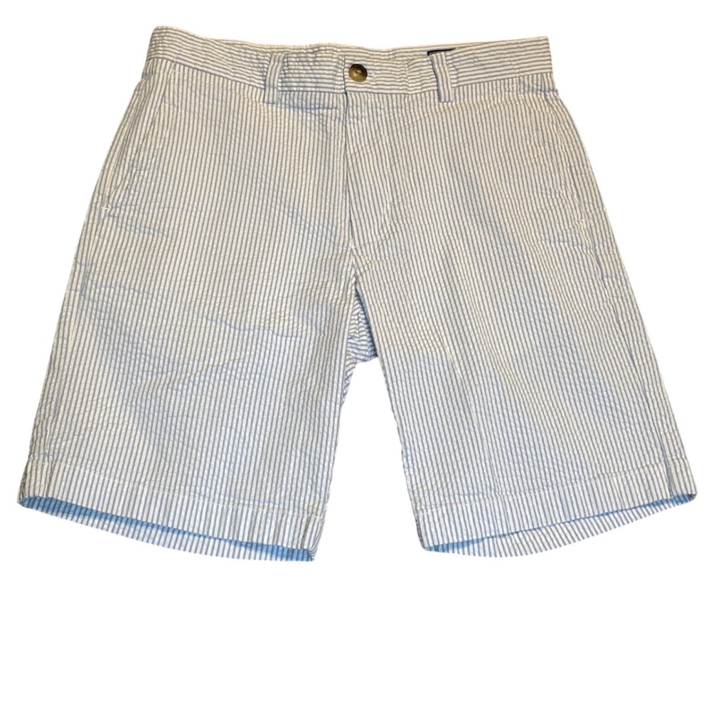 Vineyard Vines Breaker Shorts Men 30 Blue White‎ Seersucker Striped Cotton